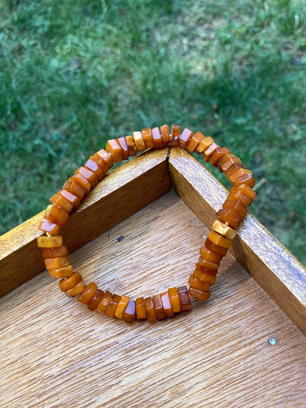 Baltic Amber Beaded Stretch Bracelet - Brown